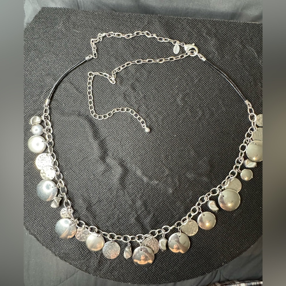 Chico's Silver Disc Charm Necklace